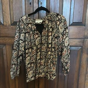 Boho chic Emerson Fry  Black and Brown Paisley Women's Top
